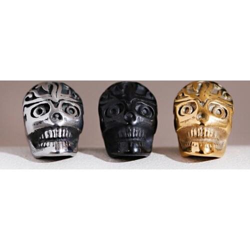 1 Piece/Lot Strange Retro Pattern Spacer Beads Alloy Skull Shape Beads 3 Colors Optional For handmade DIY Hand-Knitted Bracelet