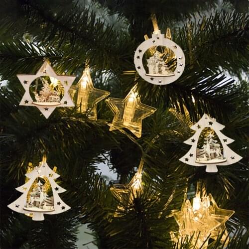 Wooden Christmas Ornaments Kids Toys for Chirstmas Tree Hanging Pendants Xmas Decoration for Home Party New Year Kids Gifts