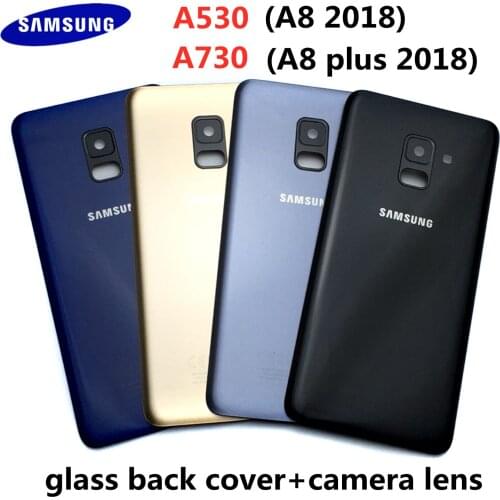For Samsung Galaxy A8 2018 A530 A8+ A8 plus A730 Battery Cover Rear Door Back Glass Housing Case+Adhesive(A530 A730 All versions