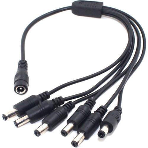 0.3m DC Power Cable 1 Female to 6 Male Plug Splitter Adapter DC Power Jack Female 5.5 x 2.1mm Plug For Led Strip CCTV Camera