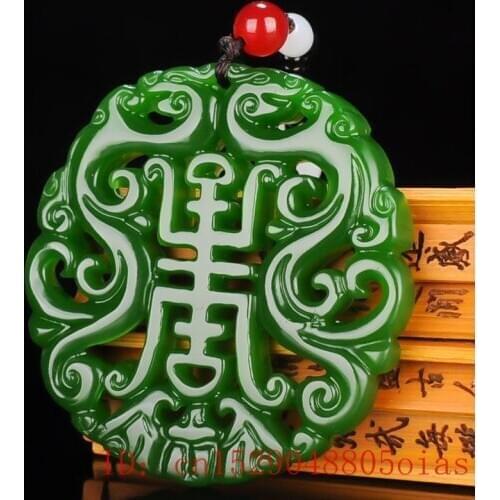 Natural Green Jade Dragon Pendant Beads Necklace Charm Jadeite Jewelry Double-sided Hollow Carved Amulet Gifts for Her Men