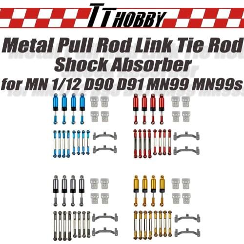TTHOBBY Upgrade Parts Metal Pull Rod Link Tie Rod Shock Absorber Accessories for MN 1/12 RC Car D90 D91 MN99 MN99s Mountings