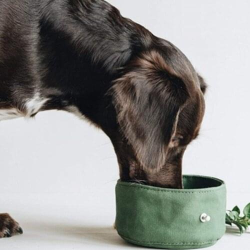 1PC Canvas pet waterproof bowl portable folding Dog Bowls Waterproof water pet food basin cat bowl pets rice Basin pet supplies