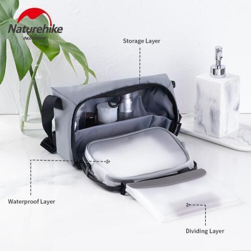 Naturehike 600D Waterproof Wash Bag Multifunctional 0.26kg Leisurely TPU Wet and Dry Separation Storage Bag Travel Supplies