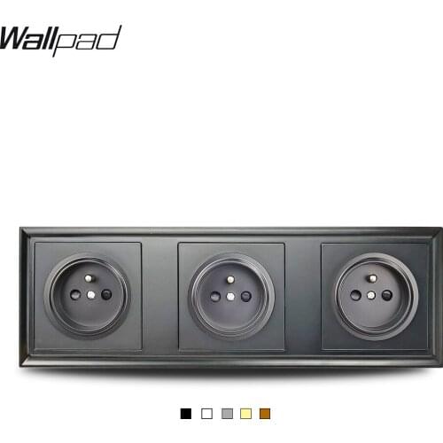 Wallpad 5 Colors Triple French Wall Power Socket 3 Way Black White Grey Gold Brown L6-P70 Plastic Palace Style, 258 * 86 mm