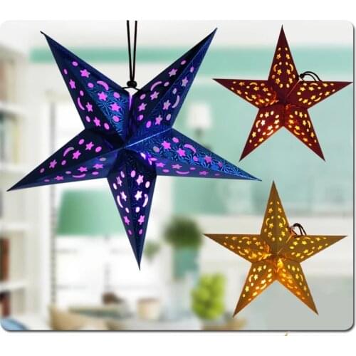 10pcs Christmas Prop Five-pointed Star Double Sided Stereo Stars Paper Lampshade For Party Festival Decorations