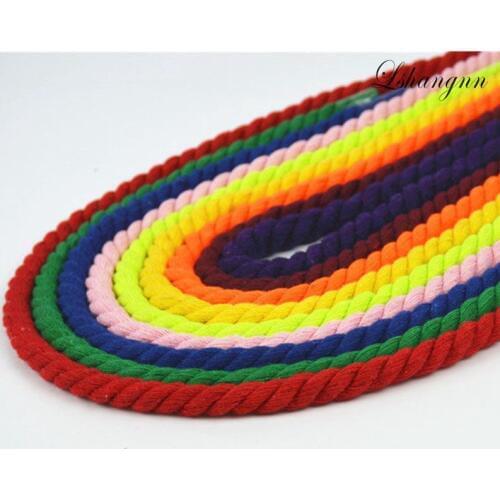 100% Cotton 10Meters 3 Shares Twisted Cotton Cords 8 mm DIY Craft Decoration Rope Cotton Cord for Bag Drawstring Belt 20 Colors