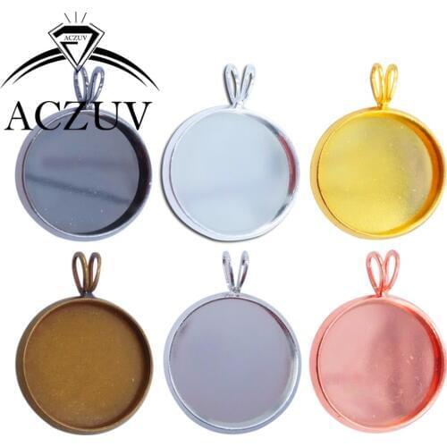 100pcs Lot 10mm-25mm V-Shape Hanging Round Bezel Pendant Blank Trays Cabochon Cameo Base Settings For Jewelry Making AP001