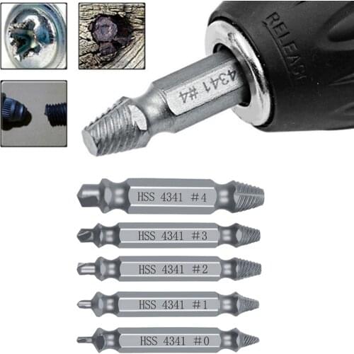 5x HSS Broken Damaged Screw Extractor Drill Bits Set Bolts Remover Tool