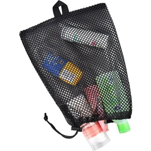 5Pcs Durable Nylon Mesh Receive Bag, Drawstring Bag Outdoor Travel Stuff Sack Storage Bag