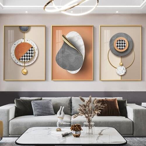 Abstract Geometric Canvas Painting Modern Round Shape Posters and Prints Minimalist Wall Art Pictures for Living Room Home Decor