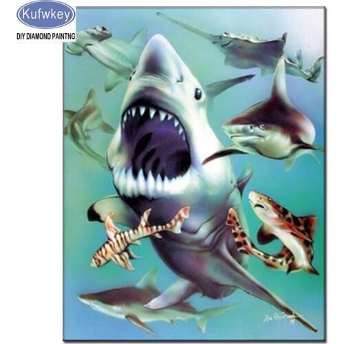 New animal Painting shark diamond Painting Home Modern Decor Thanksgiving gift diamond embroidery mosaic Christmas art