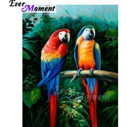 Ever Moment Diamond Painting Picture Of Rhinestone Parrot Branch Forest Handmade Full Square Drill Diamond Embroidery ASF1666