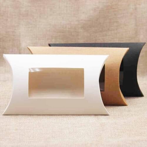 DIY large pilllow gift box with clear pvc window.Merchandise products display pillow window box .paper gift pvc window box 20pcs