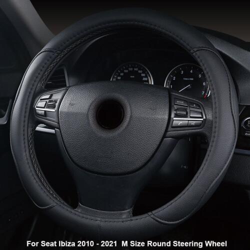 Car Steering Wheel Cover For Seat Ibiza 2010 - 2012 2013 2014 2015 2016 2017 2018 2019 2020 2021 M Size Round Steering Wheel