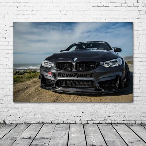 Black Sportscar B M W M4 Car Grand Tourer Vehicle Wall Decor Posters Fabric Print Art Canvas Paintings Living Room Decoration