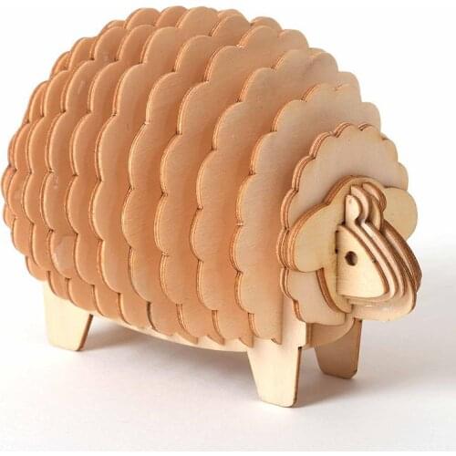 3D Wooden Puzzle Assembly Toy Laser Cutting Sheep Wood Kits jigsaw Manual Building Blocks Model Desk Decoration Toy for Children