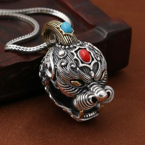 EDC 925 Silver with Brass Knife Beads A Pendant Paracord Outdoor DIY Decorations 925 Silver with Brass Camping Gear EDC Tools