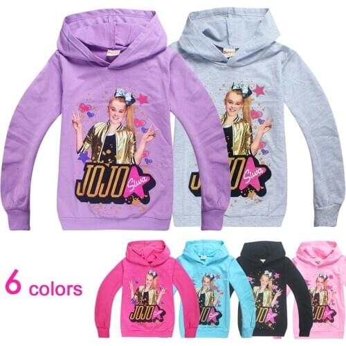 Cotton Cartoon JOJO Siwa Girls Hoodies Kids Sweatshirts Spring Autumn Tops Clothes Long Sleeve T Shirt Girls Costume Clothing
