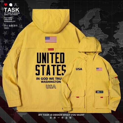 United States of America USA US men jacket hooded nation flag printed jackets new trench coat men mens for men clothes autumn