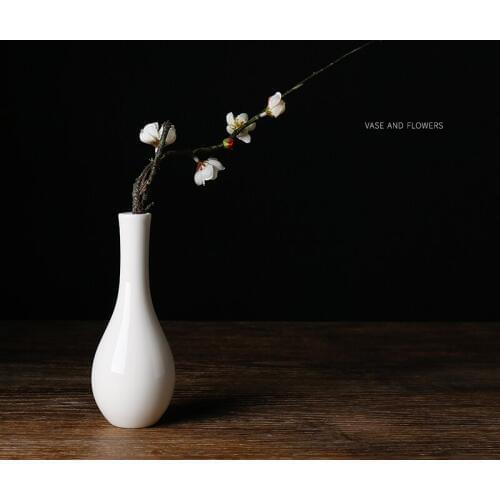 Small Ceramic Vase Flower Arrangement White Porcelain Water Culture Vase Classical Simple Chinese Fenghua Xuanguan Home Decorati