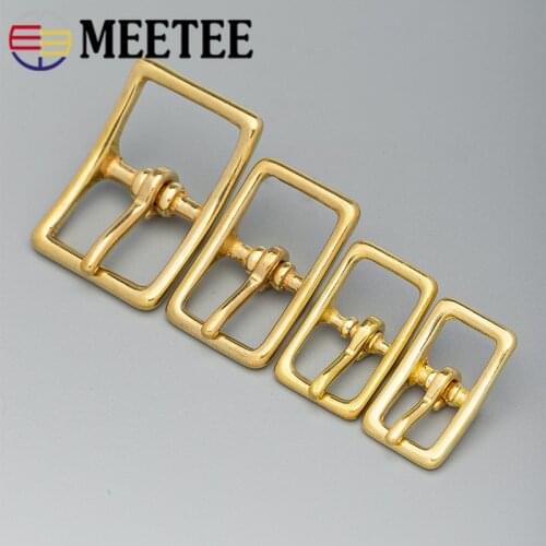 Meetee 5pcs 13/16/20/26mm Pure Brass Metal Pin Buckles Bag Accessories for Belt Backpack Strap Adjust DIY Leather Craft Garment