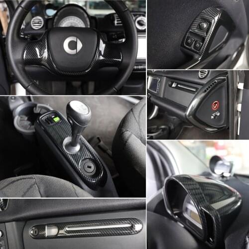 Car Carbon fiber Modified Decorative Stickers For Smart 451 Fortwo 2009-2014 ABS Car Interior Decoration Trim Frame Accessories