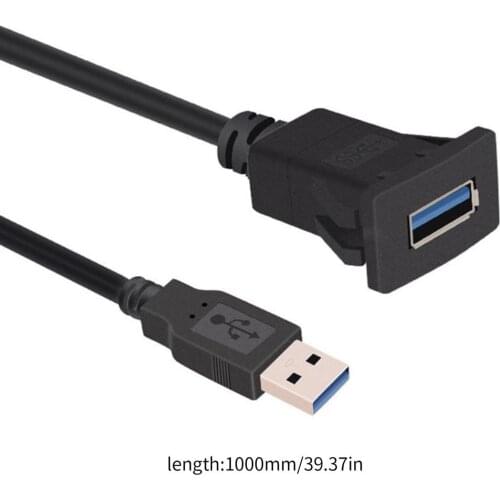 New 1m3.3ft Single Port USB3.0 a Male to USB3.0 a Female Car Flush Mount Cable Van Dashboard Flush Mount Dual USB Socket