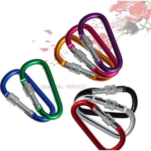 By DHL or EMS 2000pcs D-ring Aluminum Alloy Screwgate Carabiner Rope Hook Quick-Hang Backpack Buckle Multi-color