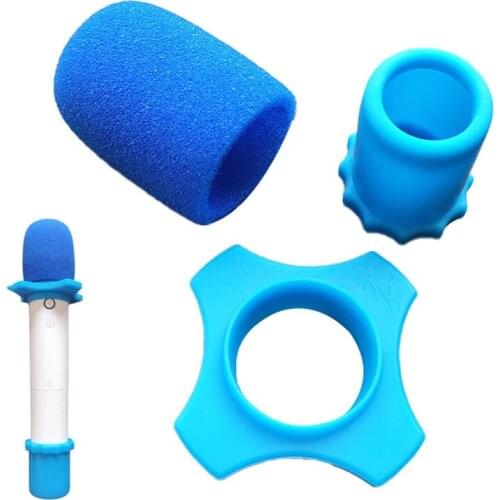 Handheld Microphone Windscreen Foam Cover,Anti-Rolling Mic Protection Silicone Ring ,Bottom Rod Sleeve Holder for KTV DJ Device