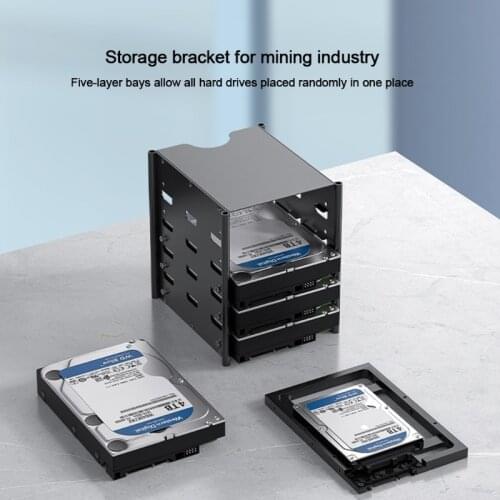 H7JA Acasis Portable 3.5in Hard Drive Disk Protective Box Storage Case Shelf for 5-Layer HDD External Hard Drive Rack