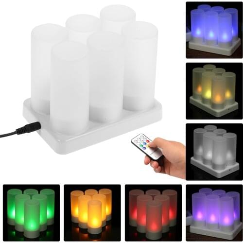 Colorful Led Candle Rechargeable Candle Light Led Candle With Flickering Flame USB Tealight Candles with Remote Control