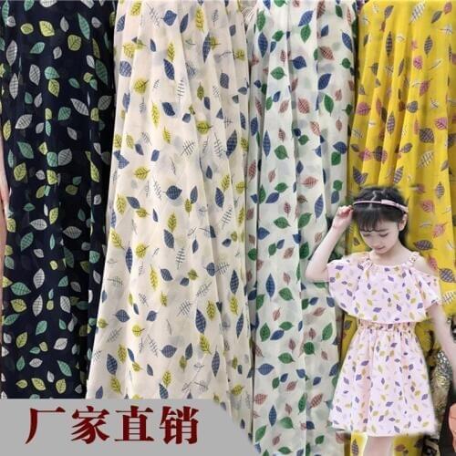 Craft patchwork Chiffon dress fabric colorful leaf summerskirt fabric soft breathable DIY textile blouse fabric