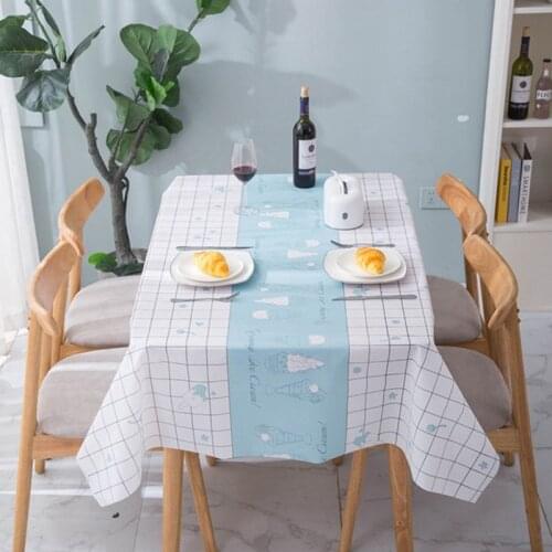 Simple Fresh Style Table Cloth For Party Waterproof Tablecloth Plaid Print Dining Table Cover Home Decoration