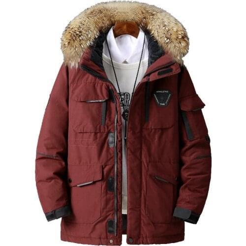 Loose coat mens winter jacket hooded duck down down jacket mens windproof parka warm thick coat coat