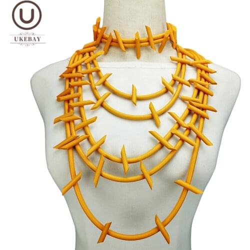 UKEBAY New Orange Pendant Necklaces Goth Jewelry Wedding Accessories For Women Fashion Sweater Chain Adjustable Choker Necklaces