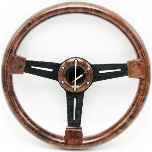 Universal Mugen Steering Wheel Racing 14 Inch 350mm ABS Peach Wood Look Car Modification Sports Steering Wheel
