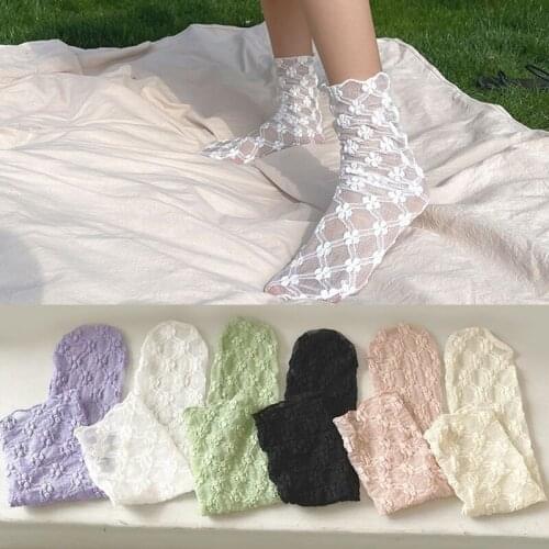 One Size Breathable Girls Fluffy Bubble Spring and Summer Flower Hosiery Mesh Socks Net Yarn Pile Socks