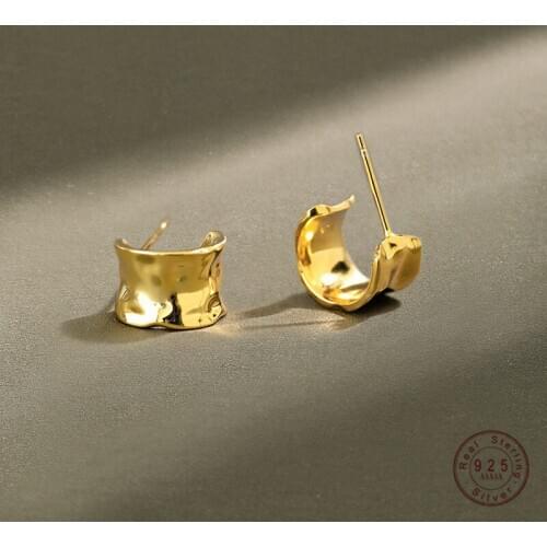 925 Sterling Silver European Irregular Wide Face Earrings For Women Punk Hip Hop Party Jewelry Accessories Friendship Gift