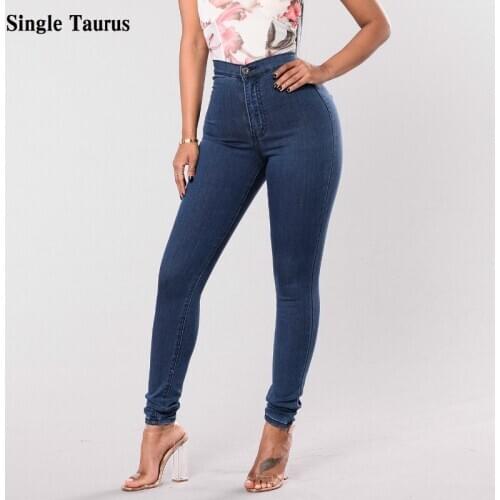 Womans Skinny Jeans High Waist Elasticity Slim Cotton Denim Trousers Women Streetwear Push Up Denim Blue Pencil Pants Mujer