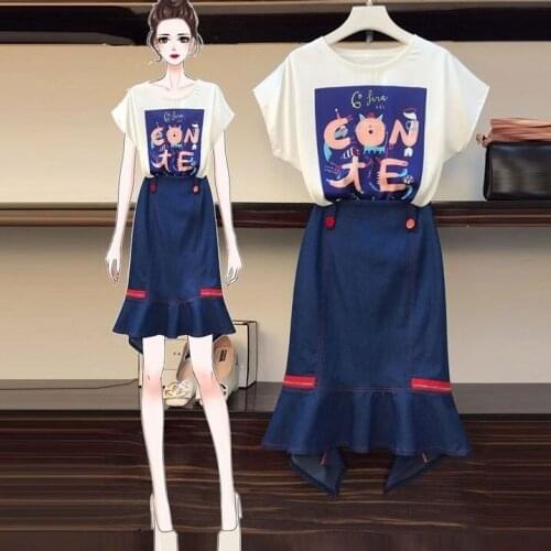 Single/large size womens 200-pound fat sister summer suit, two-piece short skirt, female western style, thin fragrant skirt