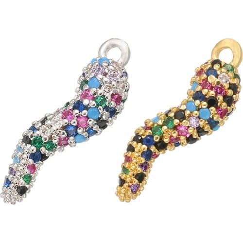 ZHUKOU 6x18mm Brass Crystal Plant Pepper Pendant Female Handmade DIY Necklace Earrings Jewelry Accessories Make Model: VD552