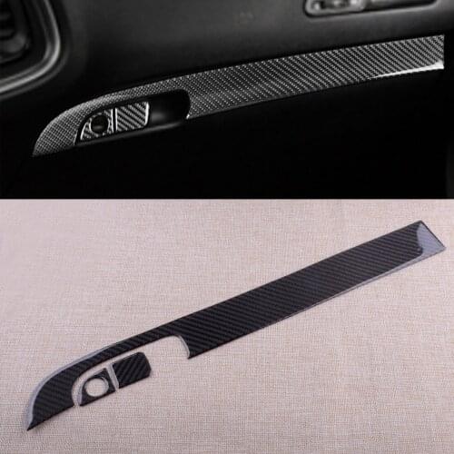 1 Set Carbon Fiber Copilot Dashboard Storage Box Panel Cover Trim LHD Fit for Dodge Challenger 2015 2016 2017 2018 2019 2020