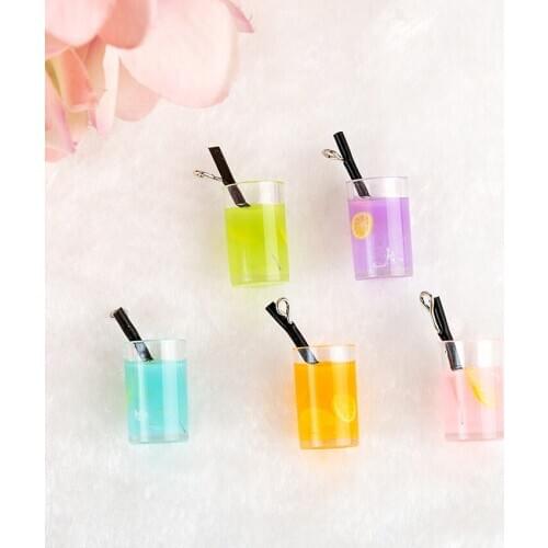 10pcs/lot DIY Accessories Toys Dollhouse Miniature 3D Resin and Glass BoBa Milk Tea Cup And Juice Cup Play
