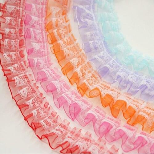 2.5cm wide edge Ruffle Ruffle Lace Edge Trim Pleated Ribbon Fabric Hem for doll kid children clothes craft 40yards /lot