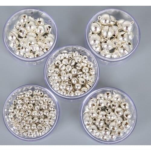 20-100Pcs/lot Silver Bells (6-14mm) Pendants Hanging Christmas Tree Ornaments Christmas Decorations Party DIY Crafts Accessories