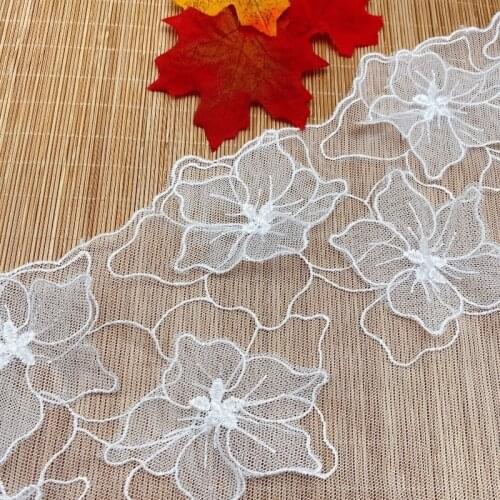 23.8cm High Quality Big Rose Flower Cotton Embroidered Lace Sewing Furnishing Garment Accessories DIY Handmade Craft Materials
