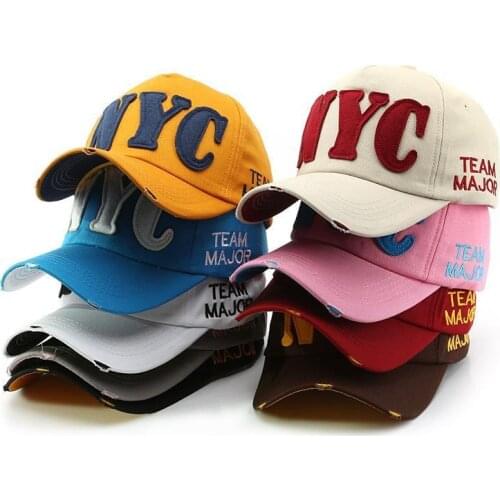 2021 New Summer Embroidery Nyc 5 Panel Cotton Baseball Cap Black White Blue Pink Snap Back Dad Hats For Women Men Fitted Caps
