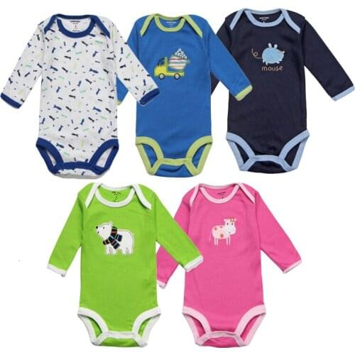 5Pcs Unisex Baby Rompers Spring Baby Girl Clothes Roupa Bebes Newborn Baby Clothes Long Sleeve Infant Baby Boy Jumpsuits