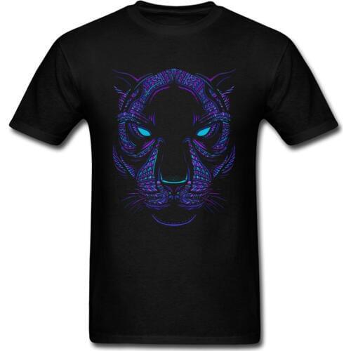 Aztec Neon Panther Crewneck T Shirts April FOOL DAY Geek Tops Tees Short Sleeve 2018 Fashion Cotton Fabric Clothing Shirt Men